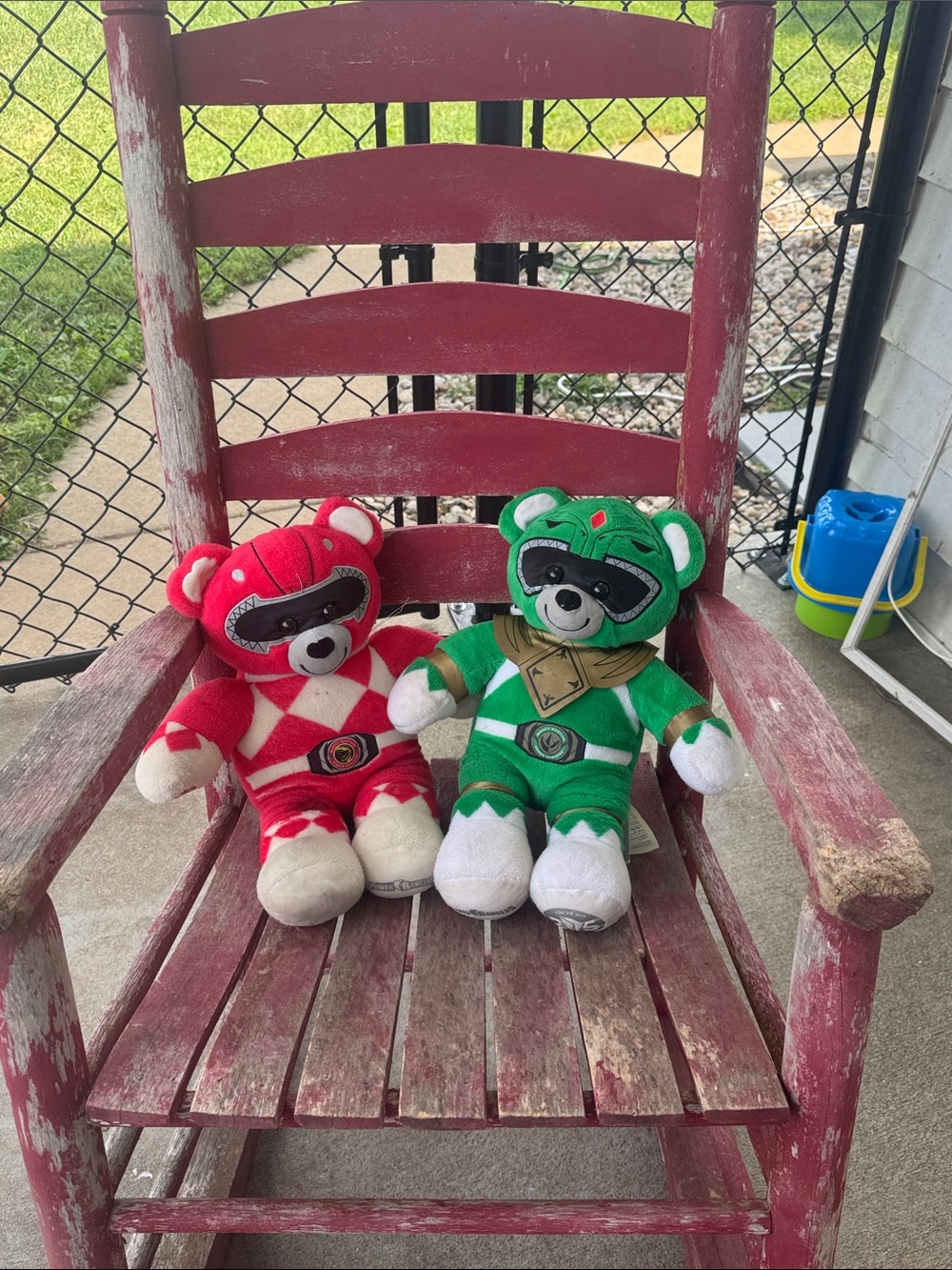 VINTAGE Power Ranger Plush Bears - Red and Green Ranger Set